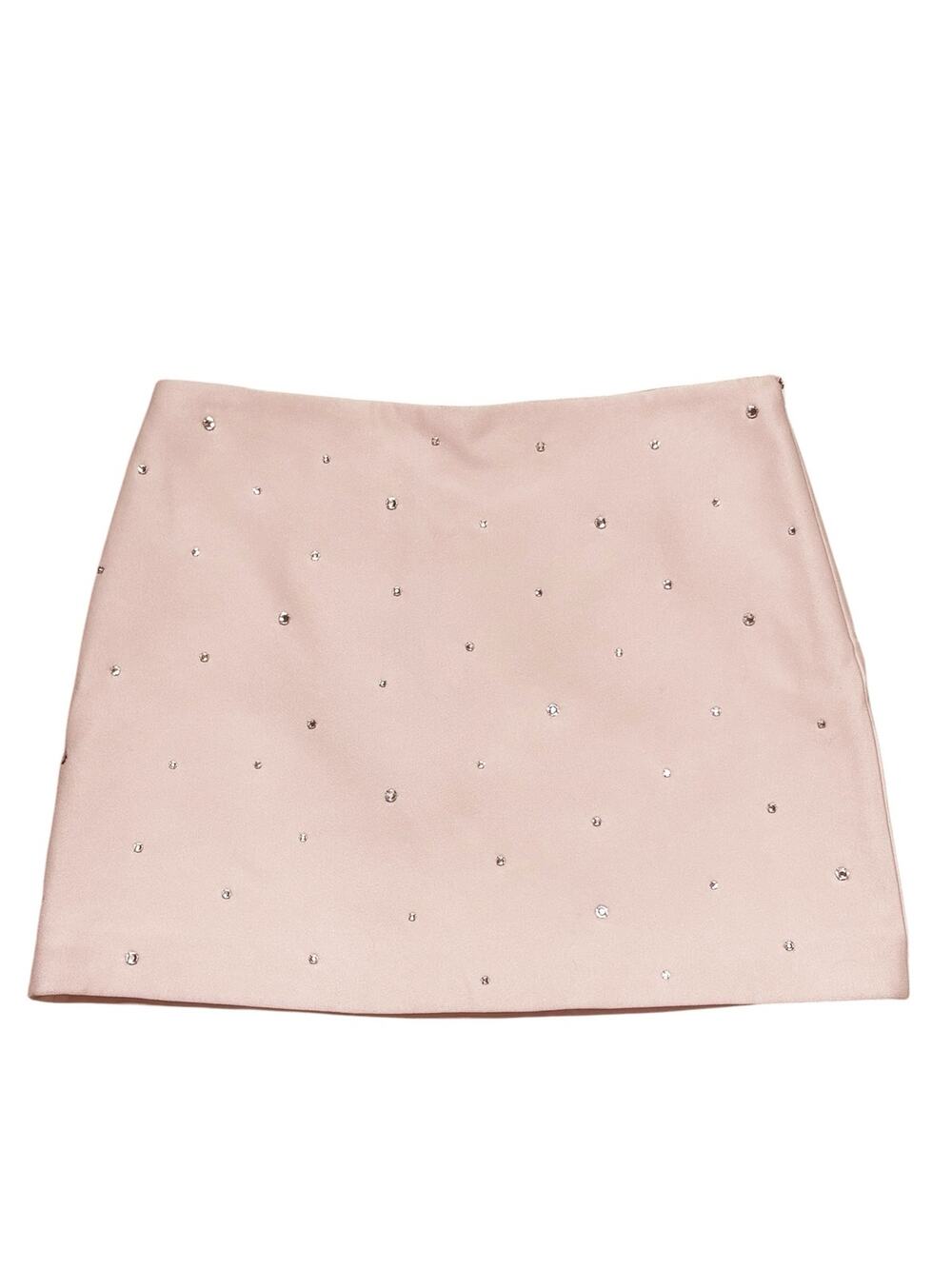 Miu Miu NWT Pink Opale Cady Diamante Mini Skirt Rhinestones 38 IT 2 US XS